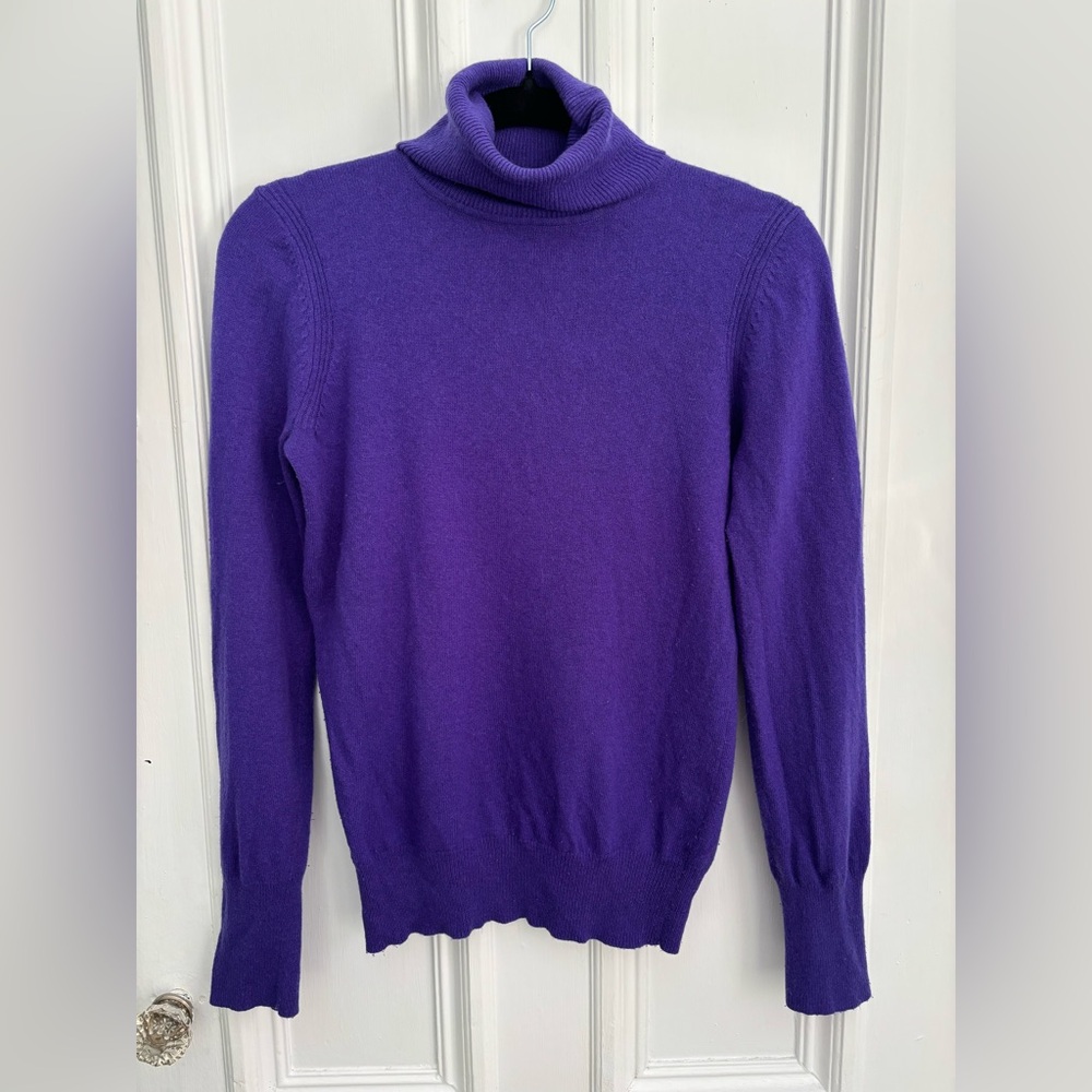 Purple J Crew Turtleneck Size M Cashmere Blend